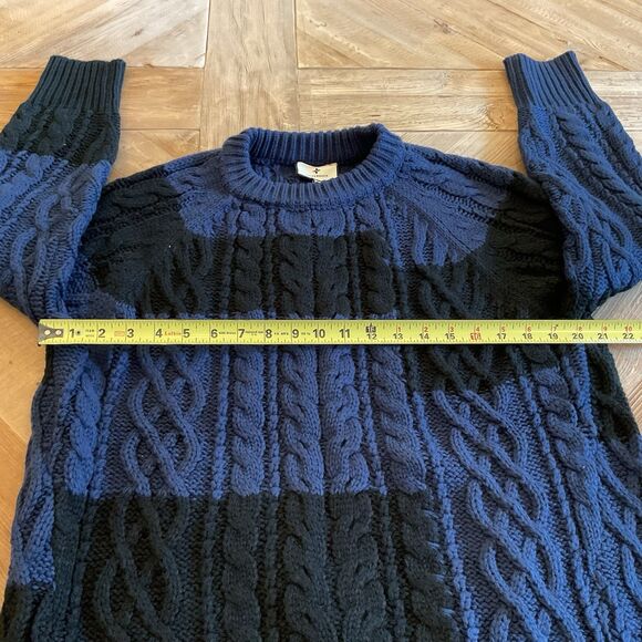 Tuckernuck Navy Black Color Block Cable Knit Sweater XS NWT Chunky Pullover - Picture 6 of 8